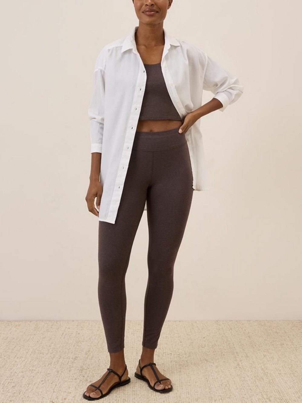 Pact On the Go-To Organic Cotton Leggings in the shade Chocolate Heather